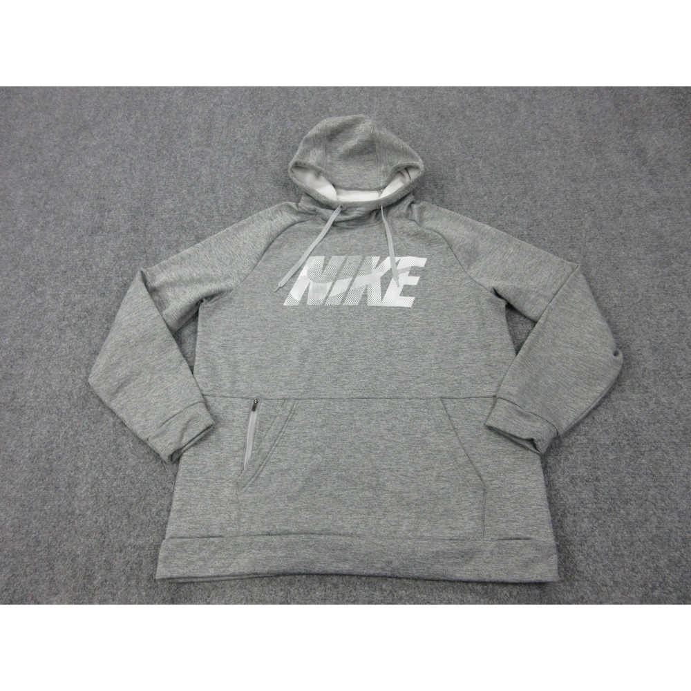 Nike Dri-FIT‎ Hoodie Mens Large Gray Fleece Pullover Sweatshirt Logo CV6775-063
